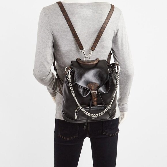 Louis Vuitton Black Lambskin Leather Montsouris Vibe PM Backpack Bag - Picture 1 of 12